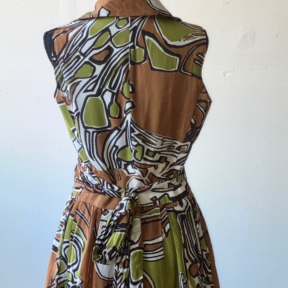 Stylish Brown and Green Midi Dress - Picture 5 of 13